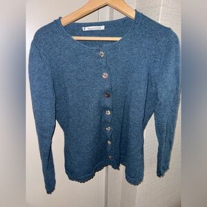 Mansted wool Blue Button-Up Cardigan